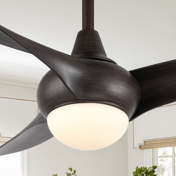 Aviator 52" Coastal Vintage Iron/Plastic Mobile-App/Remote-Controlled 6-Speed Retro Swirl Integrated LED Ceiling Fan